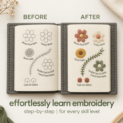 Easy Embroidery Stitch Book with 60+ Designs