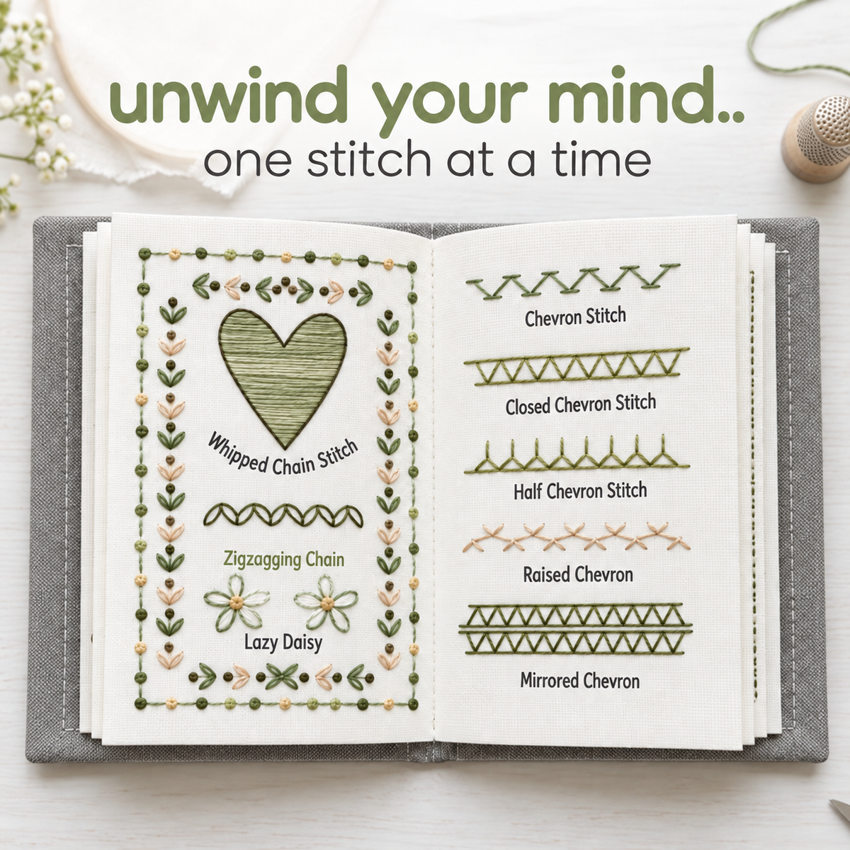 Easy Embroidery Stitch Book with 60+ Designs